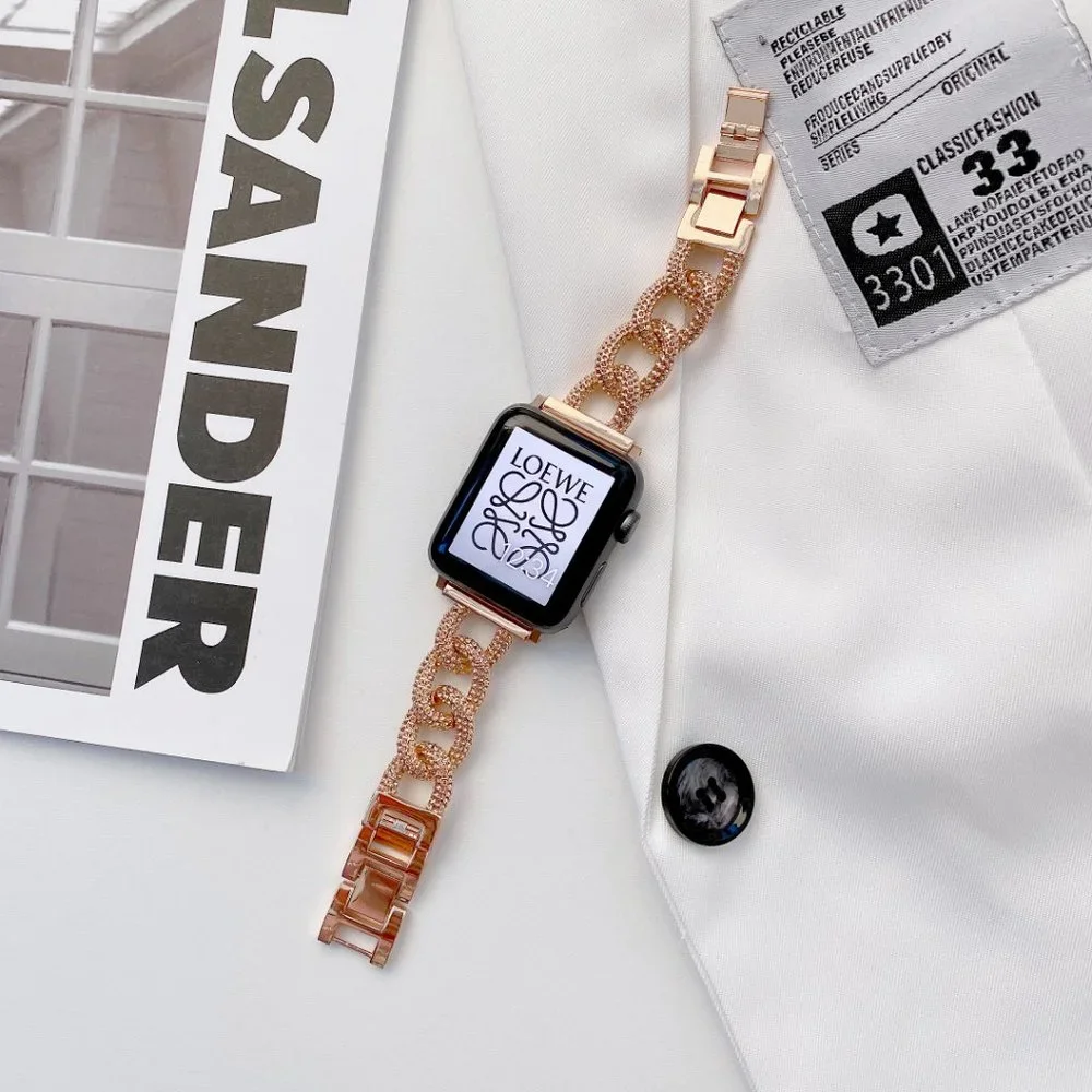 NEW Strap Chain Stainless Band For Apple Watch - Gold - Picture 3 of 7
